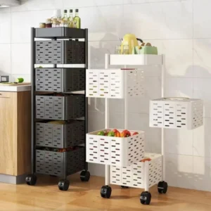 Rotating Metallic Kitchen Organizer – 5-Tier Heavy-Duty