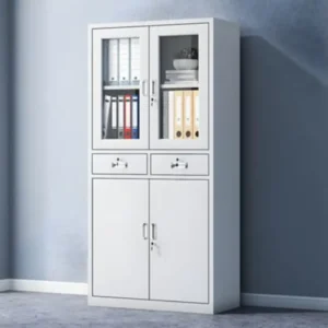 2-Door Metallic Filing Cabinet with Adjustable Shelves & Secure Locks – Office Storage Cupboard